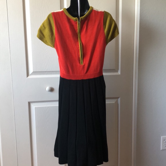 Vince Camuto Short Sleeve Pleated Color Block Sweater Dress Sz L - Picture 3 of 9